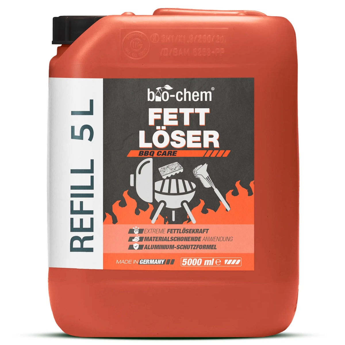 bio-chem Fettlöser BBQ Care 5L Nachfüllkanister – Vorratspackung für effiziente Grill- und Küchenreinigung.