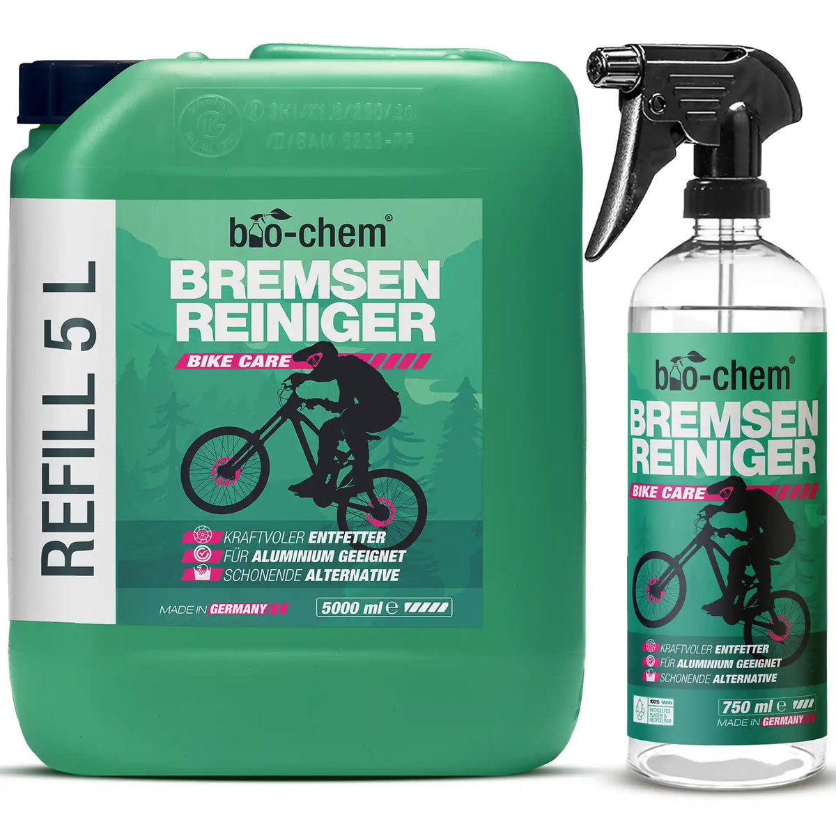 Bremsenreiniger von bio-chem, 5L Nachfüllpack und 750 ml Sprühflasche