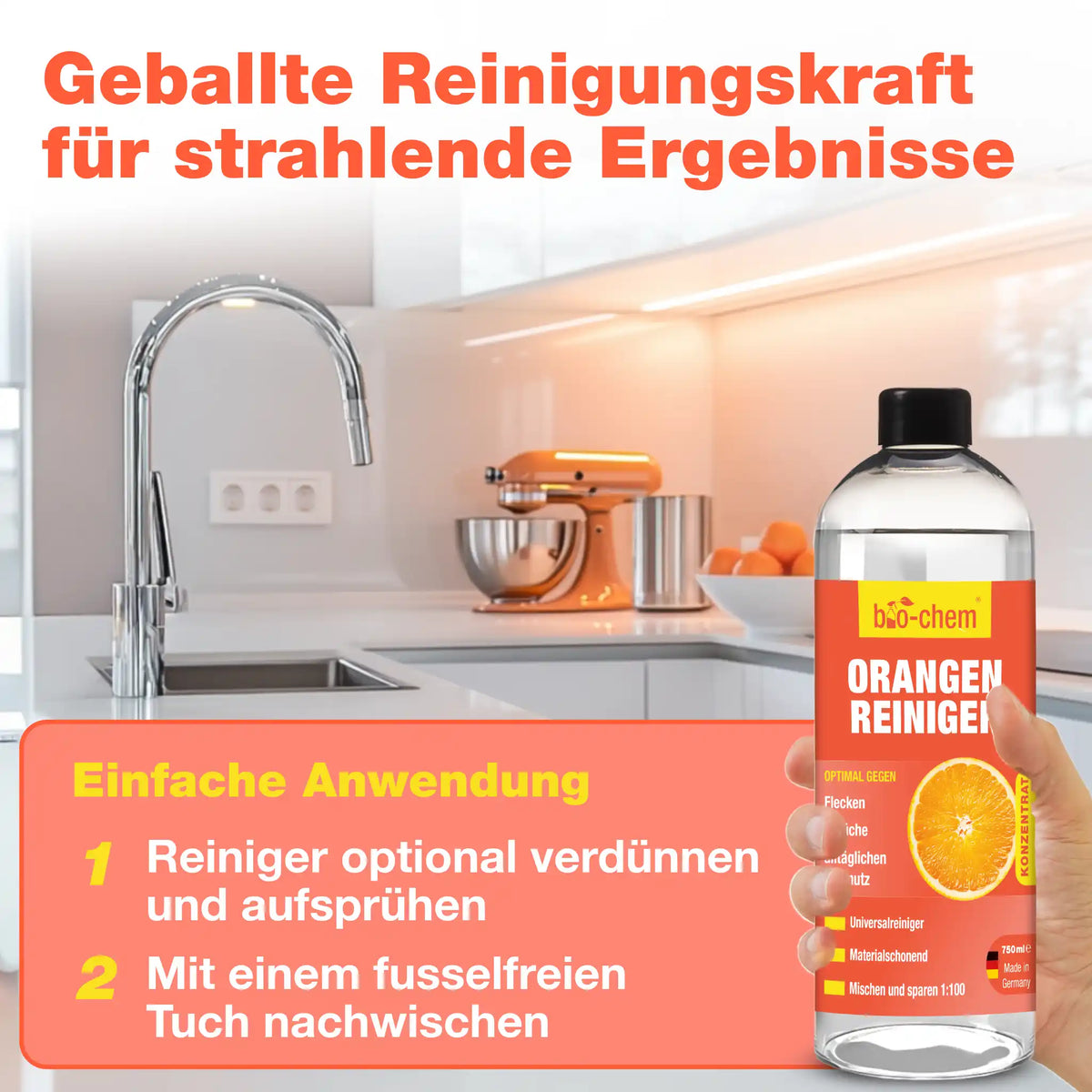 Orangenreiniger Konzentrat (750 ML + Mischflasche)