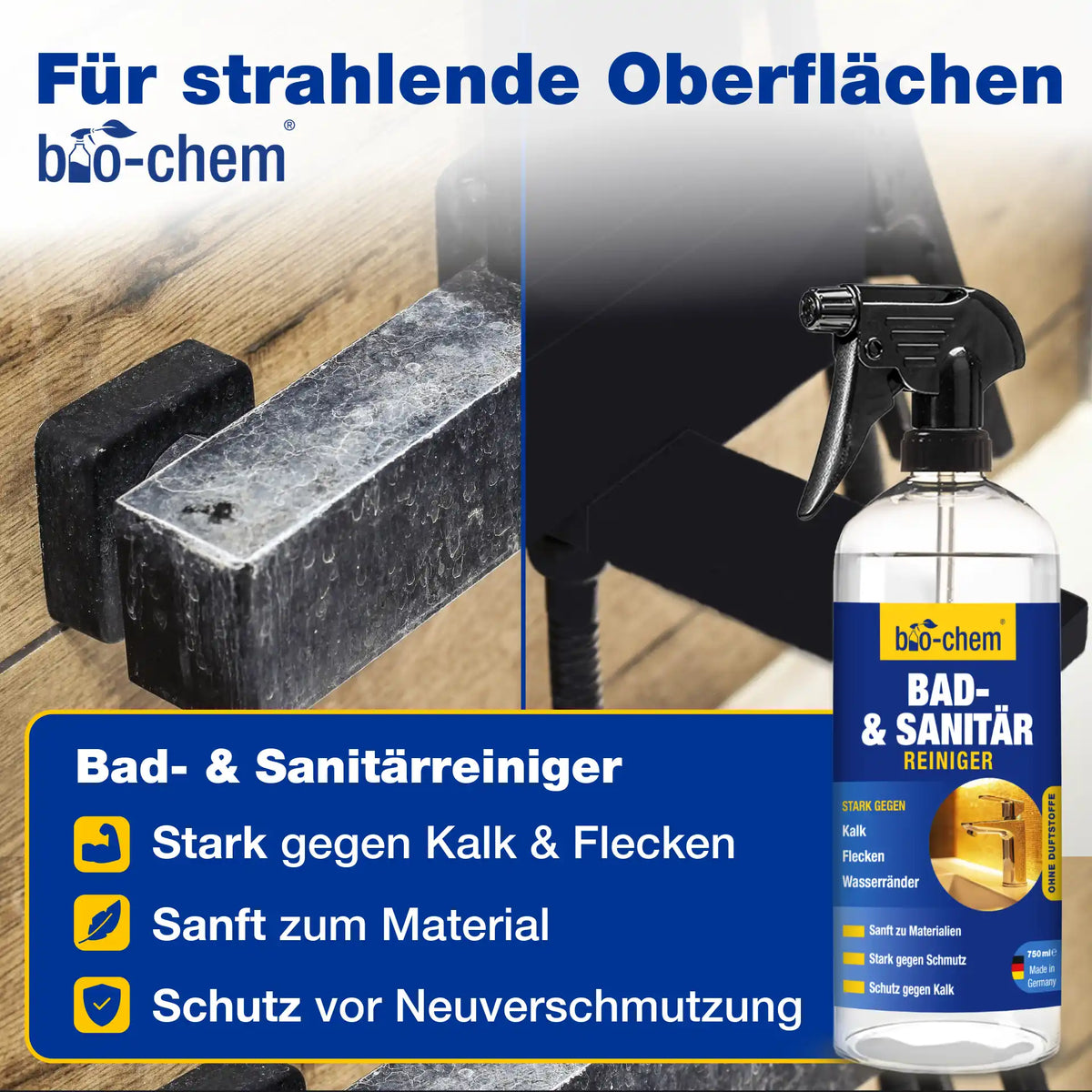 Bad- & Sanitärreiniger von bio‑chem – stark gegen Kalk und Flecken – Artikel 9000296
