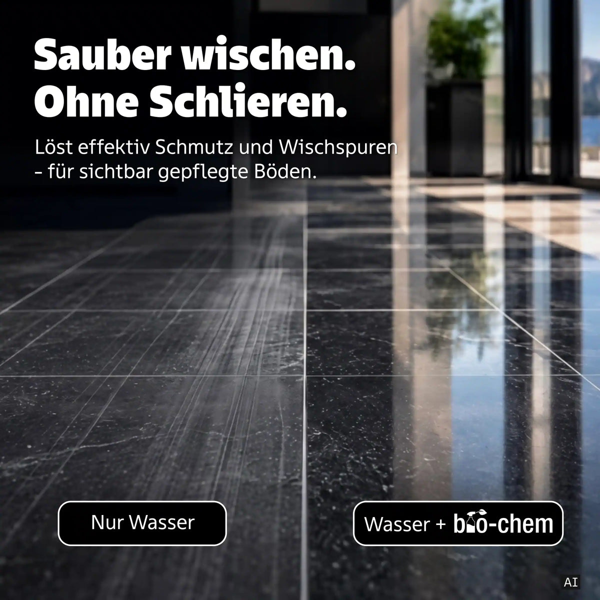 bio-chem Wischroboter Reinigungsmittel Boden vorher nachher