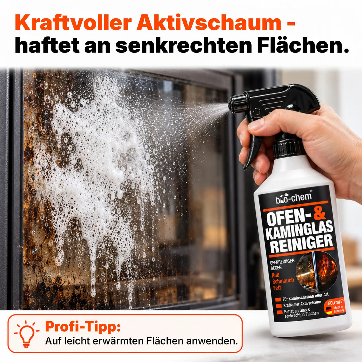 Kaminscheibenreiniger Aktivschaum haftend