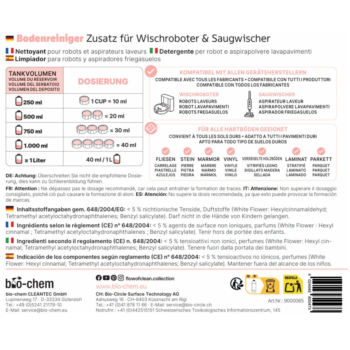 Reinigungsmittel Wischroboter Etikett