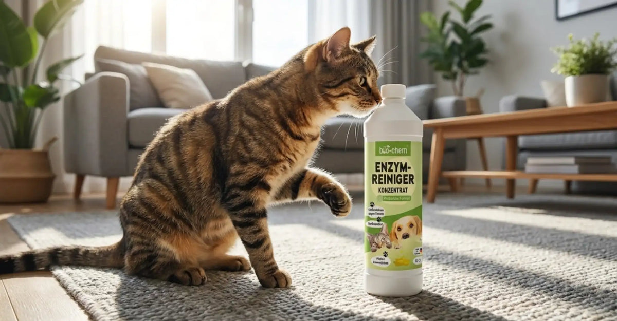 Enzymreiniger gegen Katzenurin: Flecken und Geruch richtig entfernen
