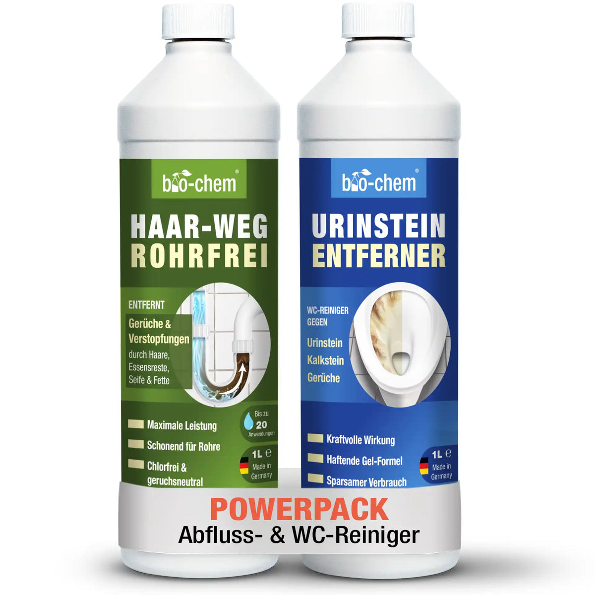 Powerpack mit Haar-Weg Rohrfrei &amp; Urinsteinentferner von bio‑chem – Artikel 9000192