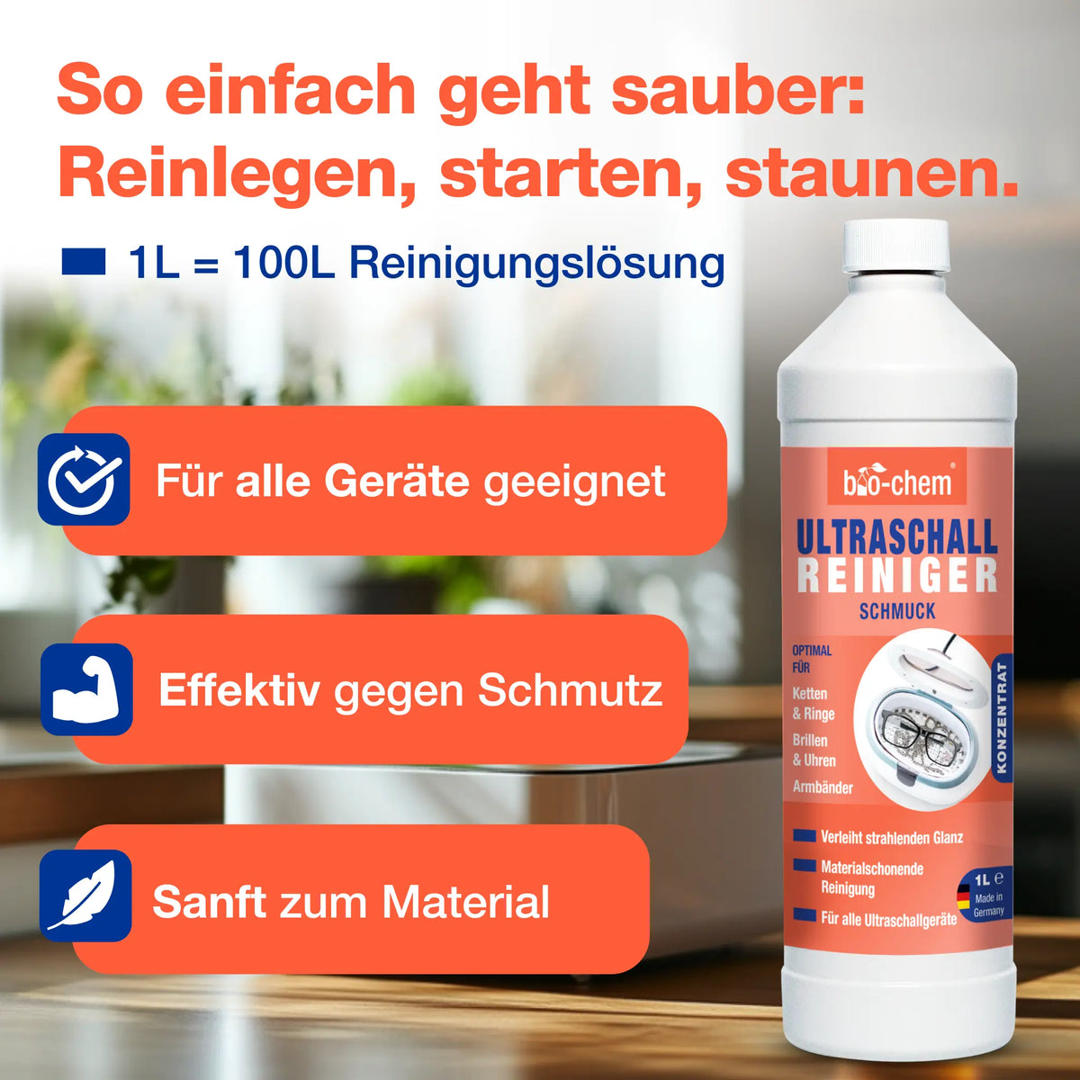 Ultraschallreiniger Brille & Schmuck (1 L)