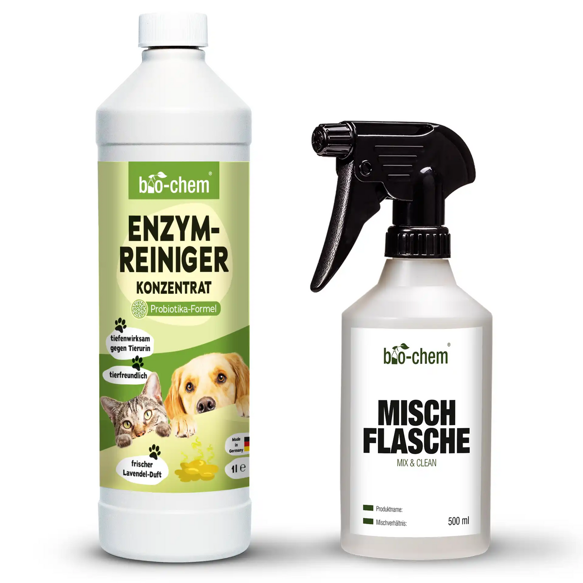 bio-chem Enzymreiniger Konzentrat 1 Liter mit Mischflasche – ideal für einfache Anwendung und Dosierung