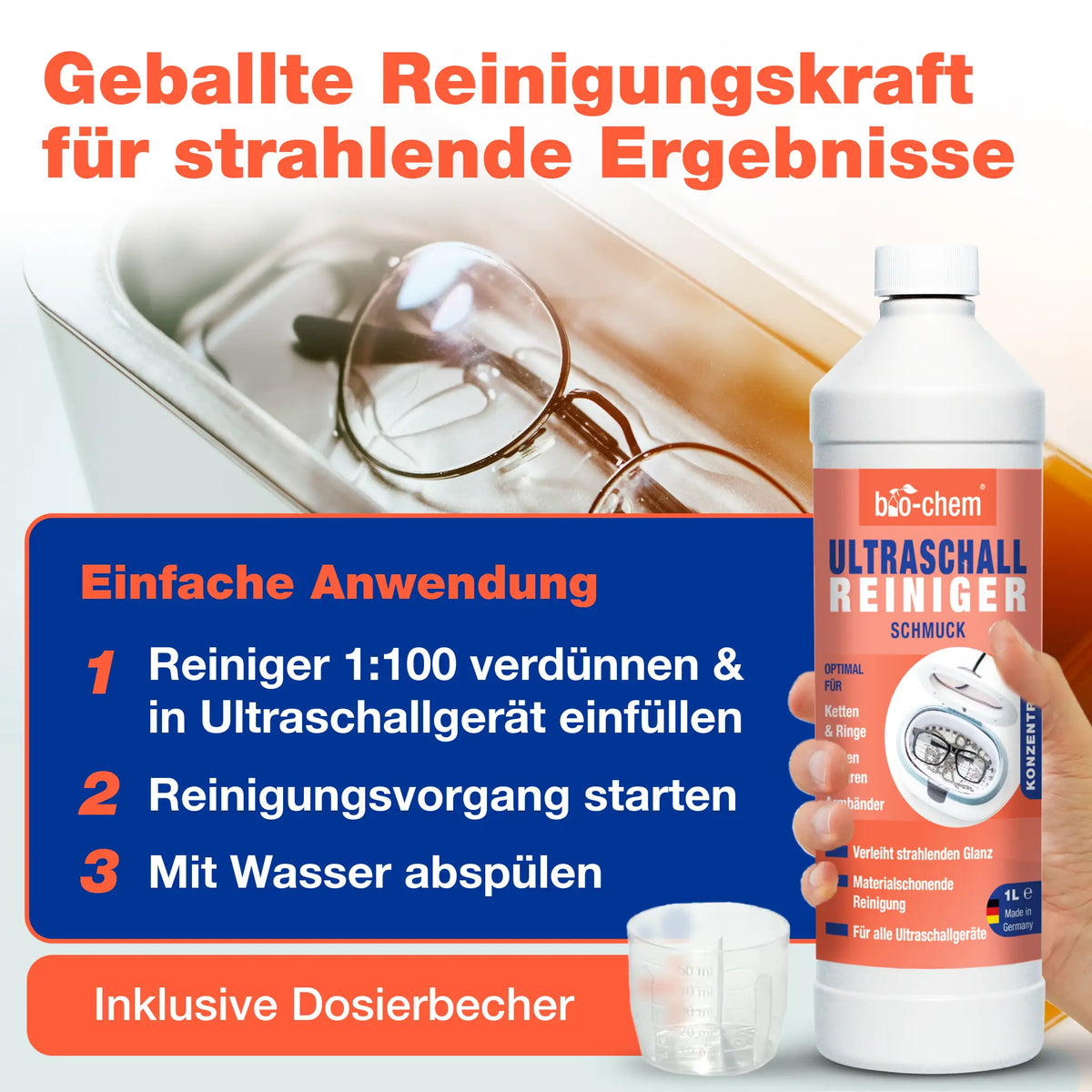 Ultraschallreiniger Brille & Schmuck (1 L)