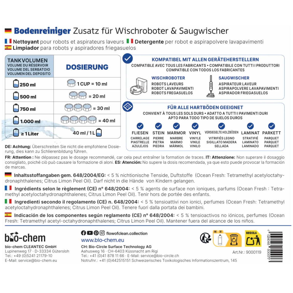 Reinigungmittel für Wischroboter Ocean Fresh (1 L)